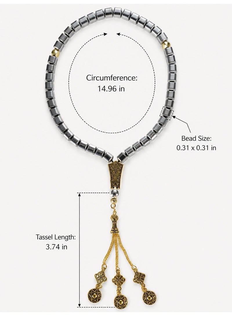 TranquilBeads 45 Beads Hematite Tasbih Prayer Beads with Gift Box, Premium Islamic Misbaha for Men, Elegant Dhikr Beads for Ramadan, Eid, Hajj, Umrah and Special Gifts - Image 5