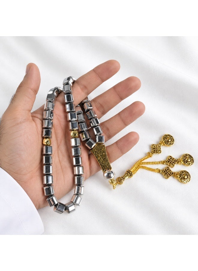 TranquilBeads 45 Beads Hematite Tasbih Prayer Beads with Gift Box, Premium Islamic Misbaha for Men, Elegant Dhikr Beads for Ramadan, Eid, Hajj, Umrah and Special Gifts - Image 3