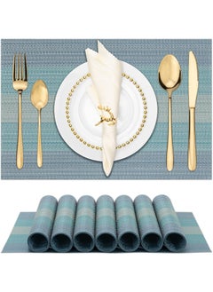 CDM SOLITAIRE Rupas Nest Rectangular HeatResistant Woven PVC Vinyl Stain Resistant Placemat for Dining Table Easy to Clean Designed in Turkey Set of 6 Pieces Ombre Blue 