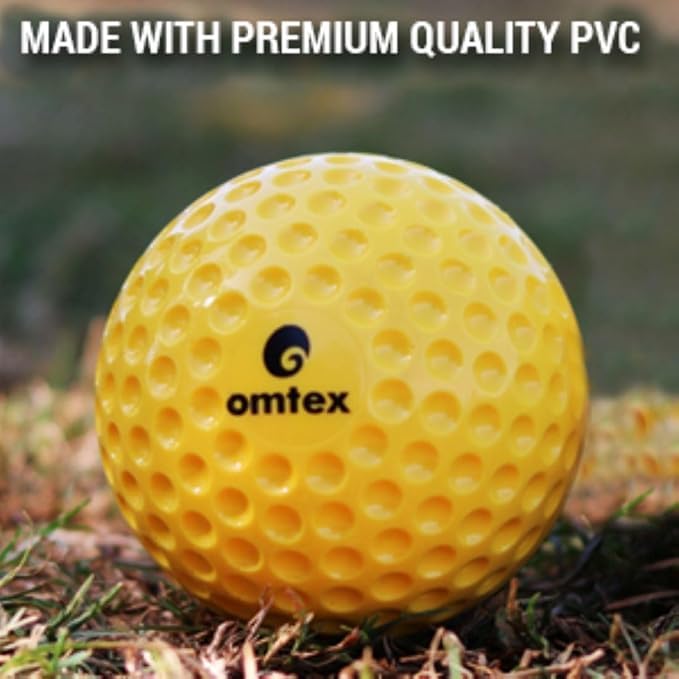 omtex PU Cricket Dimple Ball | Ideal for Bowling Machine Dimple Ball Yellow (Pack of 12) - Image 3