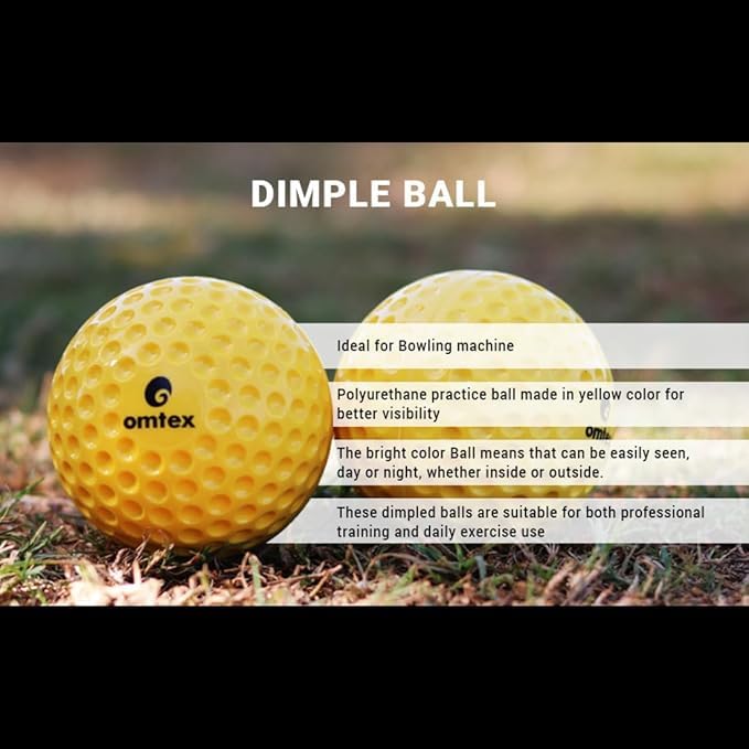 omtex PU Cricket Dimple Ball | Ideal for Bowling Machine Dimple Ball Yellow (Pack of 12) - Image 5