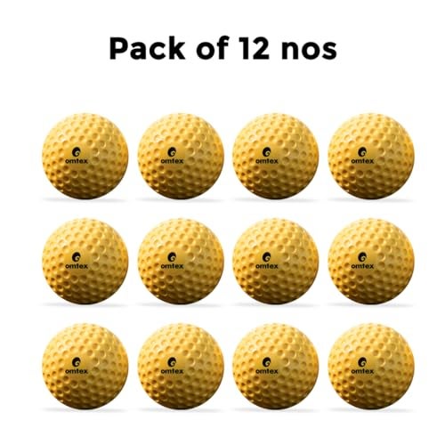 omtex PU Cricket Dimple Ball | Ideal for Bowling Machine Dimple Ball Yellow (Pack of 12) - Image 2