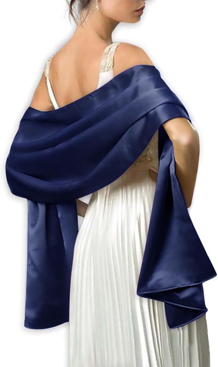 MLMW Shawls and Wraps for Evening Dresses Satin Shawl Wraps for Women Extra Long Wedding Shawls for Bridal Party - Image 2