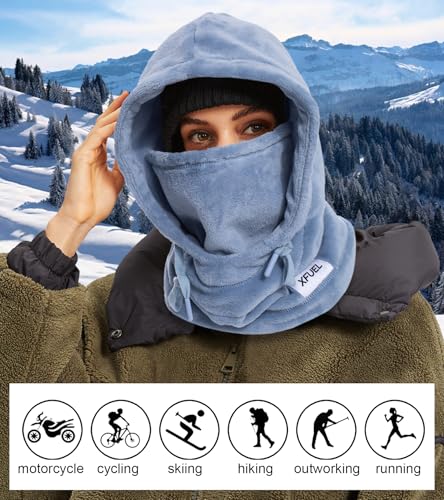 XFUEL Balaclava Ski Mask, Winter Thermal Hood Neck Warmer, Plush Lined, Windproof (US, Alpha, One Size, Blue) - Image 2