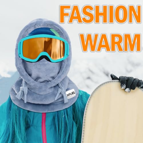 XFUEL Balaclava Ski Mask, Winter Thermal Hood Neck Warmer, Plush Lined, Windproof (US, Alpha, One Size, Blue) - Image 3