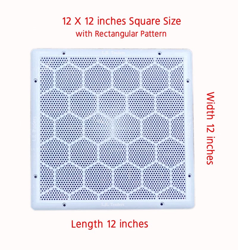 LJL Traders Square Air Vent Cover, Wall Exhaust Fan Grill, Mosquito Net Dust Controller, 12 Inch Square (30.5 cm) White -4 Piece - Image 2