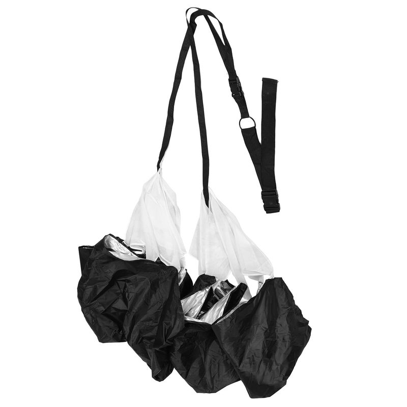 Dual Black Canopy Resistance Training Parachute with Adjustable Belt for Soccer Running Sprint Endurance - Image 2