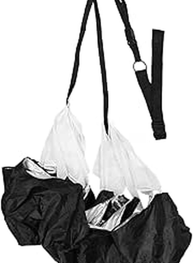 Dual Black Canopy Resistance Training Parachute with Adjustable Belt for Soccer Running Sprint Endurance - Image 1