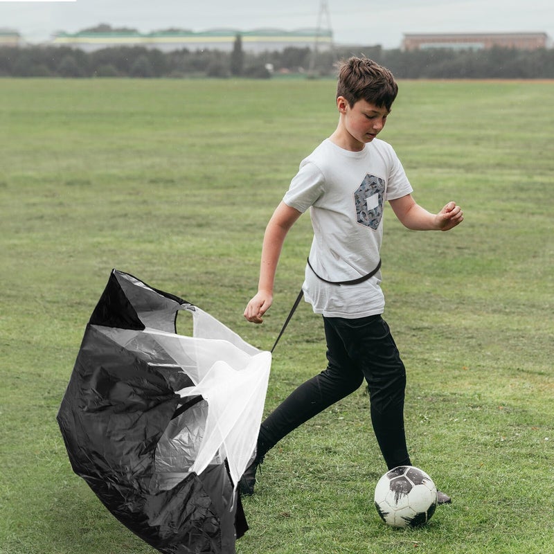 Dual Black Canopy Resistance Training Parachute with Adjustable Belt for Soccer Running Sprint Endurance - Image 4