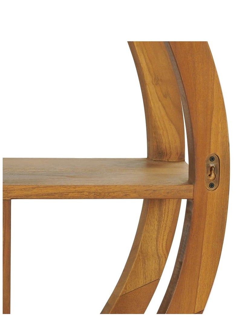 vidaxl Yin Yang Wall Shelf – 80x17.5x80 cm Solid Teak Wood | Oriental Style Wall Mounted Display Rack | Decorative Wooden Floating Shelf for Living Room & Bedroom - Image 4