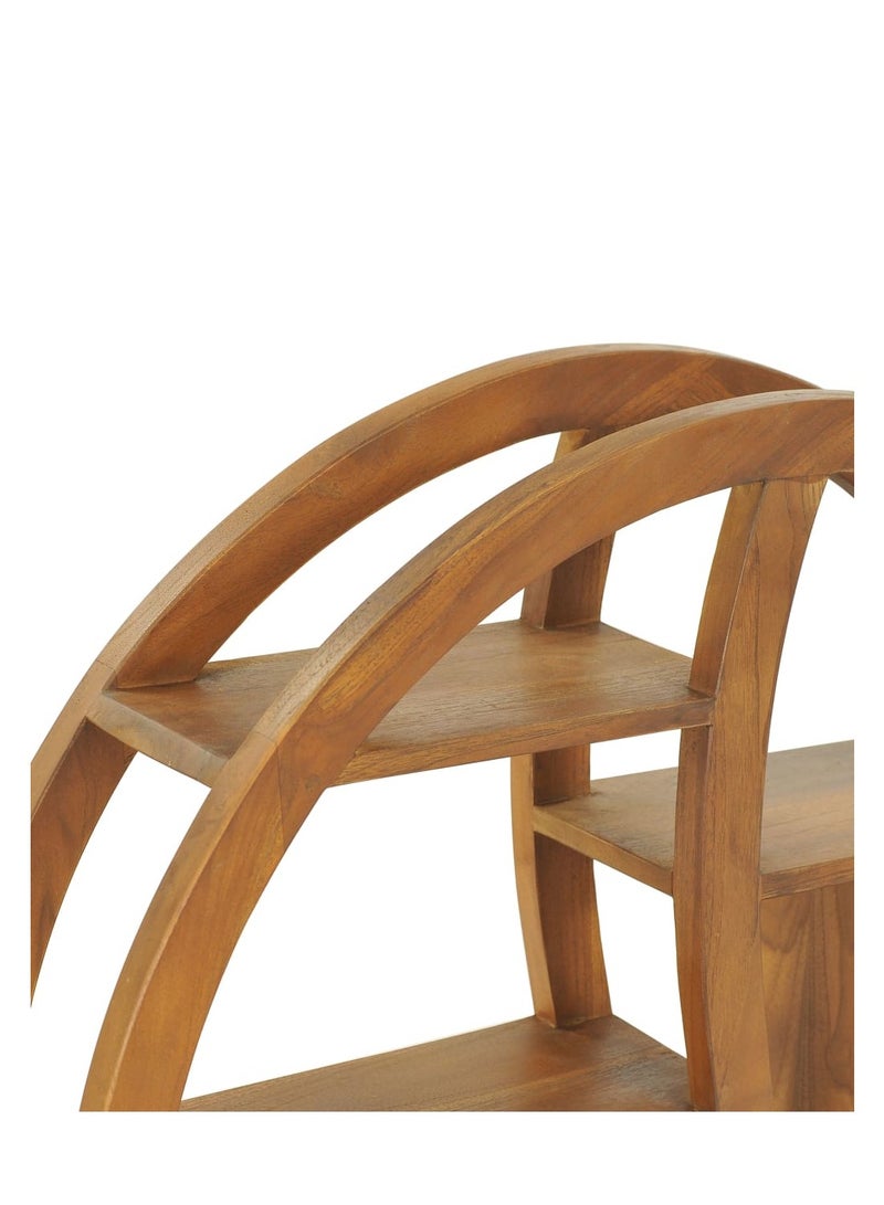 vidaxl Yin Yang Wall Shelf – 80x17.5x80 cm Solid Teak Wood | Oriental Style Wall Mounted Display Rack | Decorative Wooden Floating Shelf for Living Room & Bedroom - Image 5