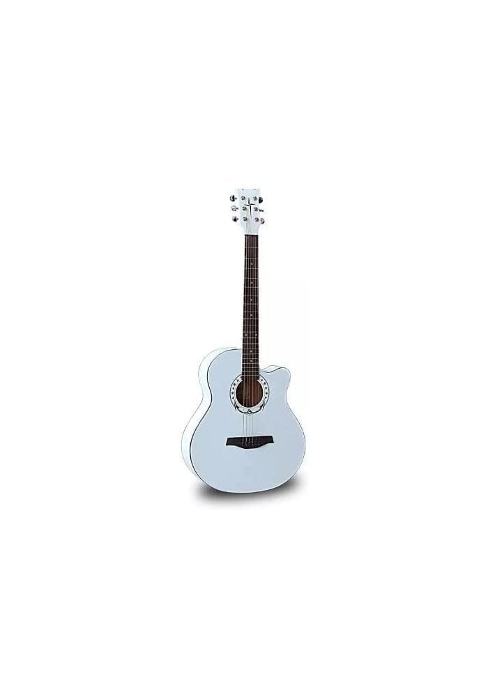 MegArya 38 Inches Cutaway Design Acoustic Guitar with Carry Bag - White - Image 4
