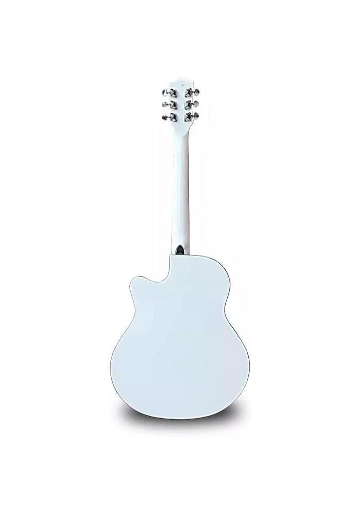 MegArya 38 Inches Cutaway Design Acoustic Guitar with Carry Bag - White - Image 5