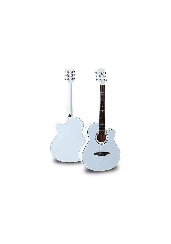 MegArya 38 Inches Cutaway Design Acoustic Guitar with Carry Bag - White - Image 3