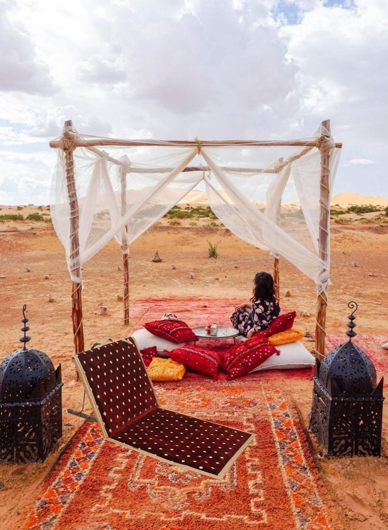 QUTOOB Traditional Arabic Foldable Floor Seating Chair With Adjustable Backrest, Perfect For Trips, Camping, Picnics, Gatherings, And Outdoor Enjoyment - Portable and Comfortable Camping Chair - Image 3