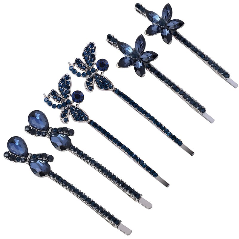 VinBee Blue Vintage Hair Pins Bobby Pins Crystal Rhinestone Hair Clips Accessories for Women and GirlsNavy Blue HairAccessoriesDecorative Bobby Pins6 PACK