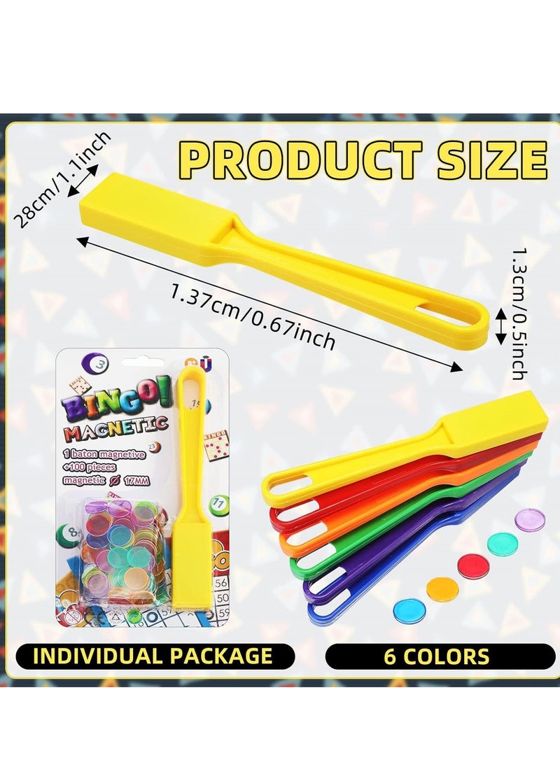 Excefore - Magnetic bingo chips, Interactive family games, Magnetic wands for kids, Classroom learning tool, Count and sort games, Multiple color markers, Learning through play,  3000 Bingo Chips 30 Magnet Wand - Image 1