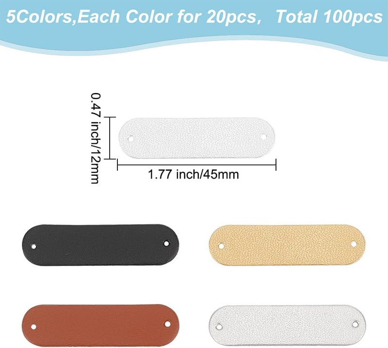 كلاراكو علامات ملصقات جلدية من كلاركو، 100 قطعة، 5 ألوان، أزرار جلدية فارغة مع ثقوب، علامات تزيين مخصصة قابلة للخياطة، علامات تزيين يدوية الصنع للسترة أو الجينز أو الحقيبة أو الحذاء أو القبعة أو سجل القصاصات - Image 2