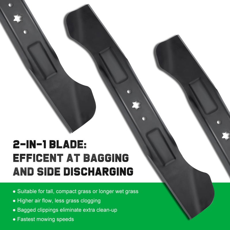 Grasscool 942-04244A Blades with 6-Star Mounting Pattern for Cub Cadet Enduro XT1-46 XT2-46 ZT1-46 LT46 LX46 46 inch Zero Turn Lawn Tractor Mower Replace 942-04290 High-Lift - Image 5