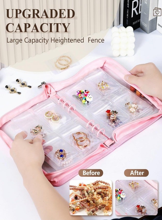 WEPTIX Travel Jewelry Organizer Case for Women, Foldable PU Leather Jewelry Storage Book with Clear Zipper Pouches, Portable Jewelry Case for Rings, Necklaces, Earrings & Bracelets (White) - Image 5