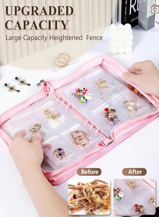 WEPTIX Travel Jewelry Organizer Case for Women, Foldable PU Leather Jewelry Storage Book with Clear Zipper Pouches, Portable Jewelry Case for Rings, Necklaces, Earrings & Bracelets (White) - Image 2