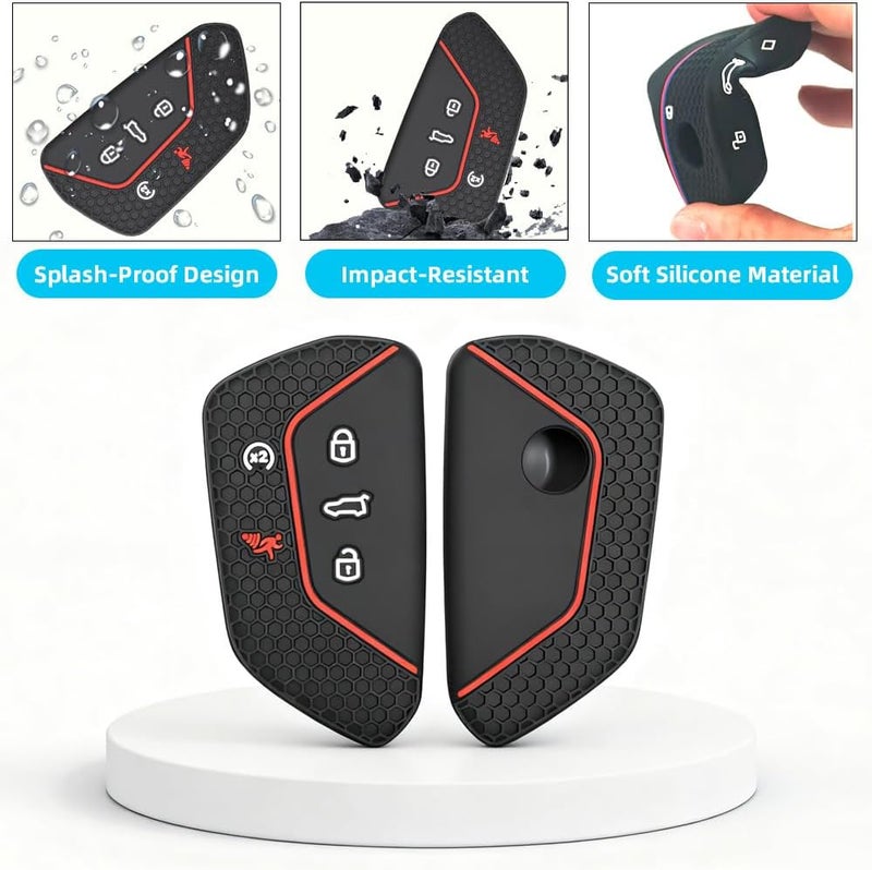 2 Pack Black TPU Key Cover for VW ID.4/Atlas/Golf GTI/Teramont Cross Sport, 5-Button Key Fob Case - Image 3