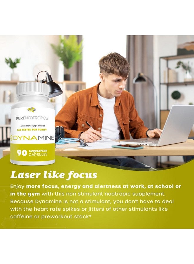 Pure Nootropics نوتروبيكس النقية - داينامين (ميثيلليبرين: 1,7,9-تترا ميثيل يوريك أسيد) 100 ملغ كبسولات (90) | زيادة الطاقة والتركيز والانتباه | اختبار داخلي واختبار طرف ثالث صارم لزيادة النقاء والفعالية - Image 3