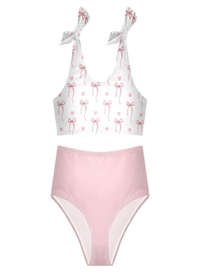Ceiurey Girls Tankini Swimsuit 2 Piece Bowknot Bow Tie Summer Beach Bikini Bathing Suit 11-12T - Image 1