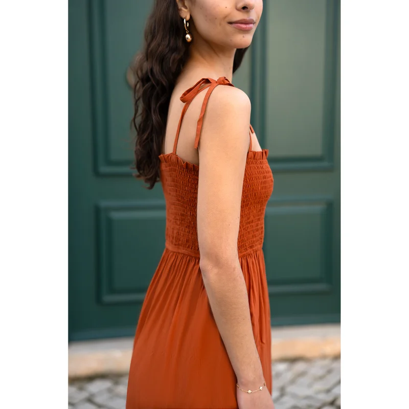 Yumi Smocked Bodice Midi Dress