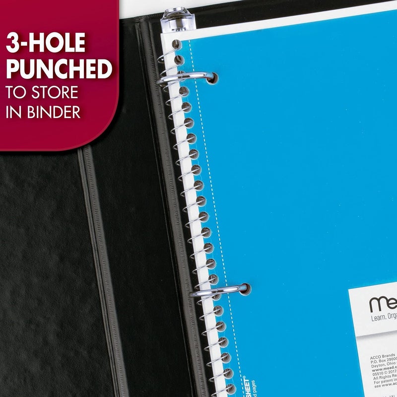 Mead Spiral Notebook, 12 Pack, 1 Subject, Wide Ruled Paper, 7-1/2" x 10-1/2", 70 Sheets per Notebook, Colors Will Vary (930202-ECM25) - Image 5