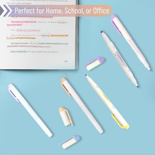 FunBlast Twin Tip Highlighters - 5 Pcs Aesthetic Highlighters Pastel, Highlighter for Book marking, Line Markers Pens, Kawaii Stationery for School & Office - Image 5