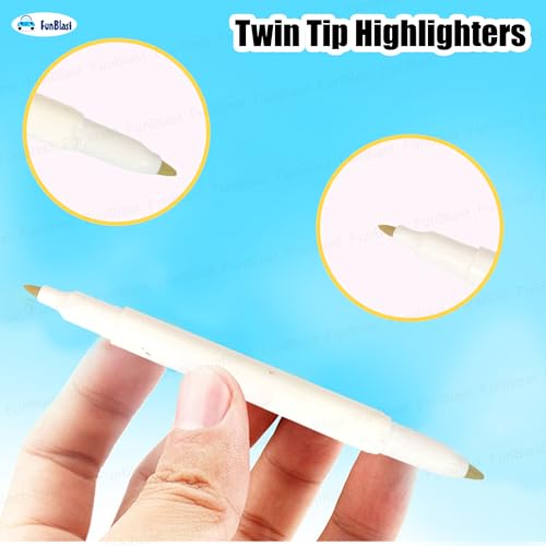 FunBlast Twin Tip Highlighters - 5 Pcs Aesthetic Highlighters Pastel, Highlighter for Book marking, Line Markers Pens, Kawaii Stationery for School & Office - Image 2