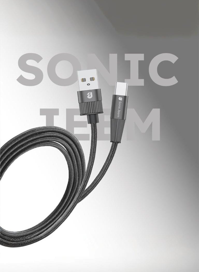 Sonic JEEM USB-TYEP-C Fast Charging Cable 120W, Fast Charging and Data Transfer Cable, Black, Length 1.20 meters - Designed for Android-iPhone-iPad-iPod (SJ101B) - Image 3