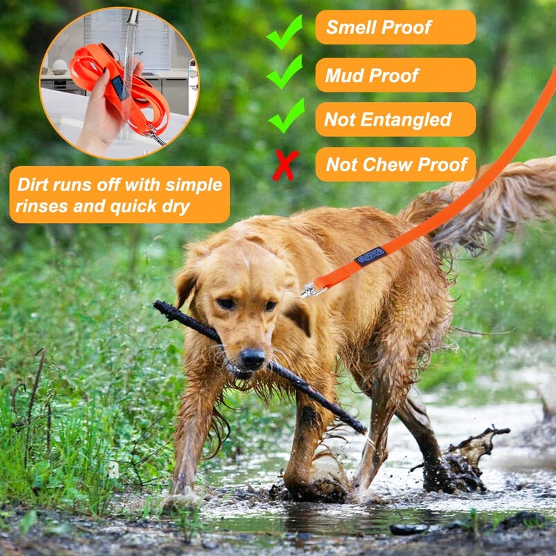 Vivifying Waterproof Long Dog Leash, 20ft Dog Training Leash for Outside, Durable PVC Long Line Lead with Padded Handle for Recall Training, Hiking, Swimming, Beach and Lake (Orange) - Image 5