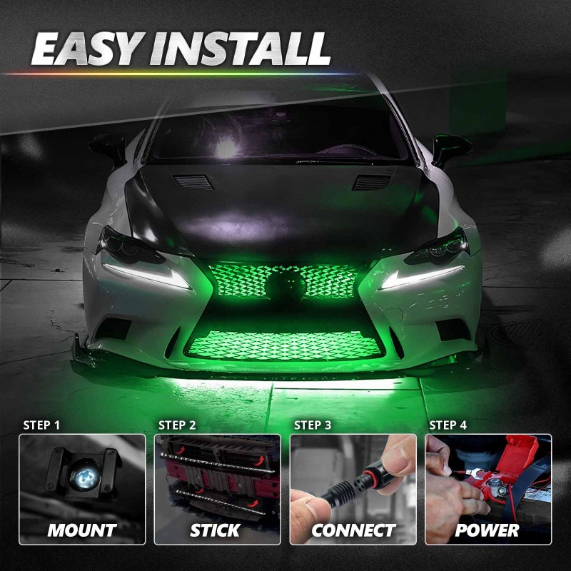 OPT7 Aura Pro RGB LED Grille Lights with App & Remote Control, 4pc 24" Light Strips, Waterproof Front Grill Lighting, Music Sync, Multi-Color, Trucks Decor Accessories for Tacoma Tundra 4Runner - Image 5