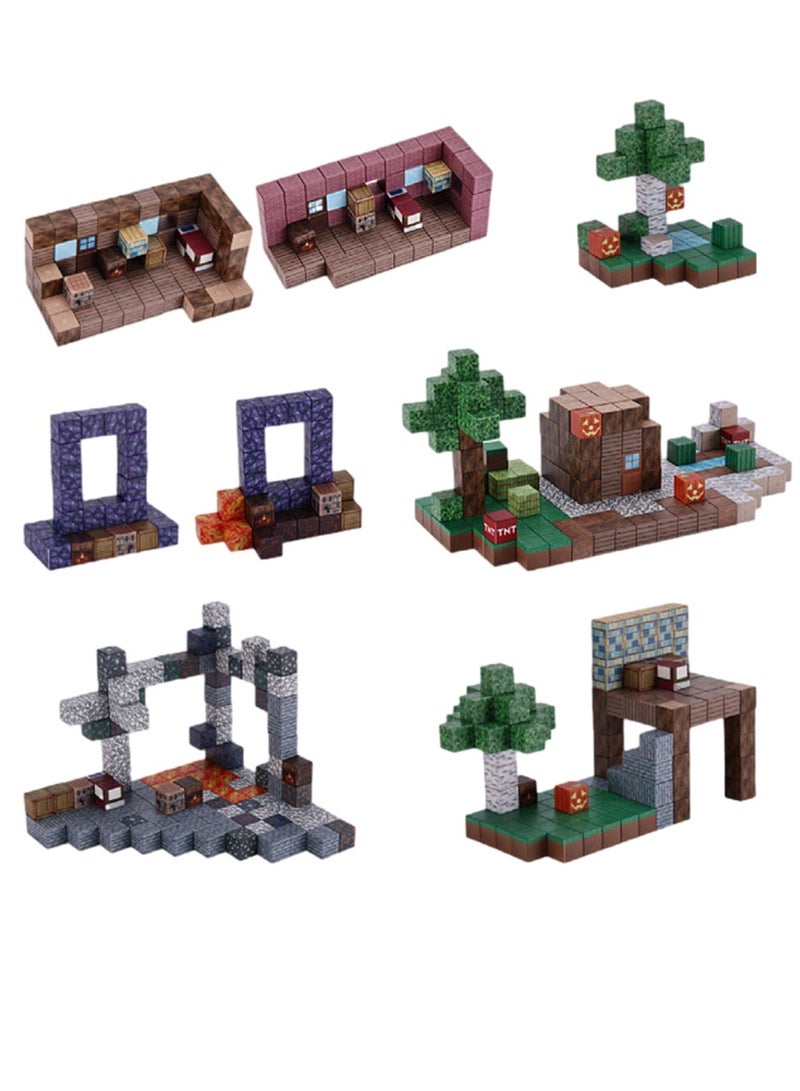 AirYoung 128 قطعة من مكعبات البناء المغناطيسية، ملحقات ألعاب تعليمية للأطفال، ألعاب بناء عالم مصغر مكعب بناء 25 مم حجم كبير جدًا، مكعبات بناء ألغاز لعبة عائلية للوالدين والطفل - Image 2