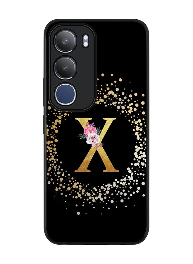 Stylizedd For vivo Y19s / Y19s Pro Case,Slim fit Camera Protection, Shockproof Thin Phone cover  - Custom Monogram Floral - X ( Black )