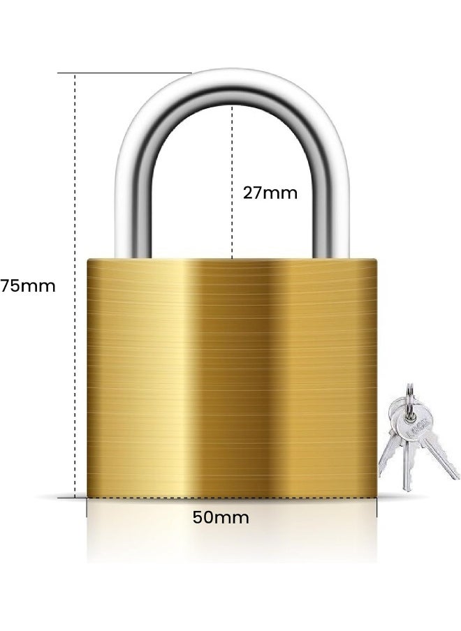 Biella Shackle Padlock With Keys - Outdoor Security Padlock For Shed, Luggage Lock, Backpack, Gym Locker Lock, Suitcase Lockgarage. (50Mm)  - Image 3