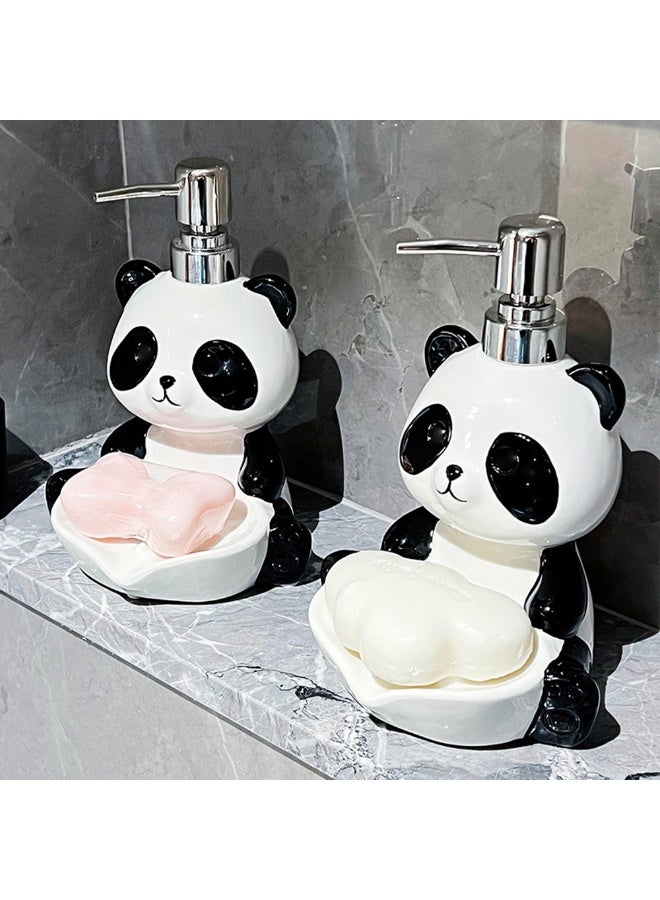 1pcs Creative Cute Panda Dual Use Soap Box, 2-In-1 Reusable Soap Rack, Ceramic Body Wash Dispensing Bottle, Desktop Decoration, Suitable For Kitchen, Bathroom, Hotel（Empty Bottle） - Image 4