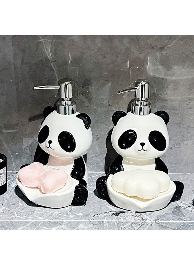 1pcs Creative Cute Panda Dual Use Soap Box, 2-In-1 Reusable Soap Rack, Ceramic Body Wash Dispensing Bottle, Desktop Decoration, Suitable For Kitchen, Bathroom, Hotel（Empty Bottle） - Image 5