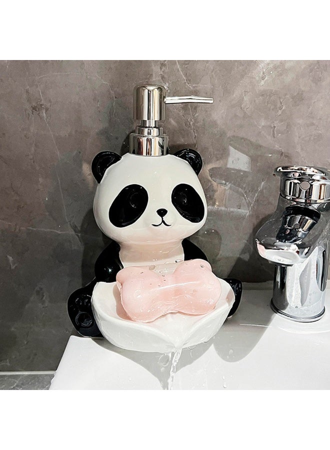 1pcs Creative Cute Panda Dual Use Soap Box, 2-In-1 Reusable Soap Rack, Ceramic Body Wash Dispensing Bottle, Desktop Decoration, Suitable For Kitchen, Bathroom, Hotel（Empty Bottle） - Image 3