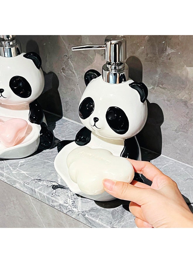 1pcs Creative Cute Panda Dual Use Soap Box, 2-In-1 Reusable Soap Rack, Ceramic Body Wash Dispensing Bottle, Desktop Decoration, Suitable For Kitchen, Bathroom, Hotel（Empty Bottle） - Image 2