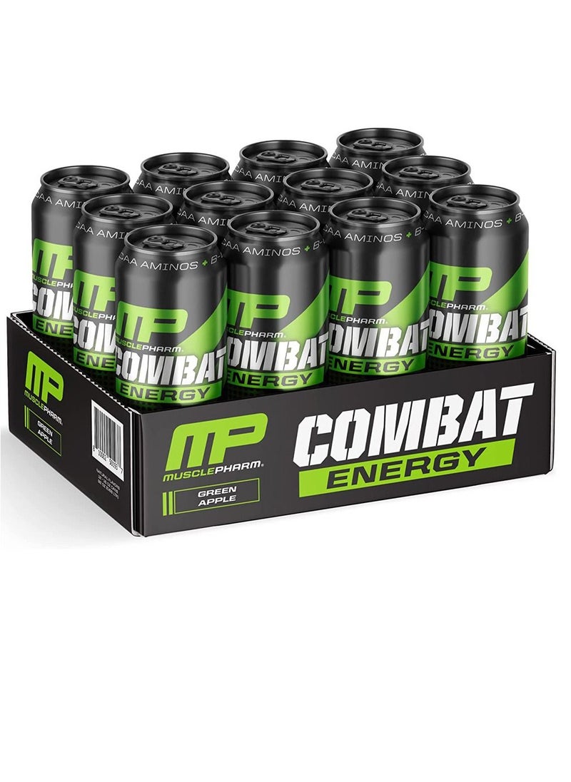 MusclePharm - MP Combat Energy Drink Green Apple 473ml Pack of 12 - Image 1