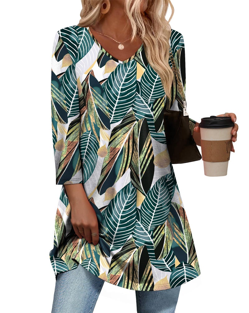 OFEEFAN Summer Outfits For Women Short Sleeve Tunic Blouse Women Tops Floral 16 2XL - Image 1