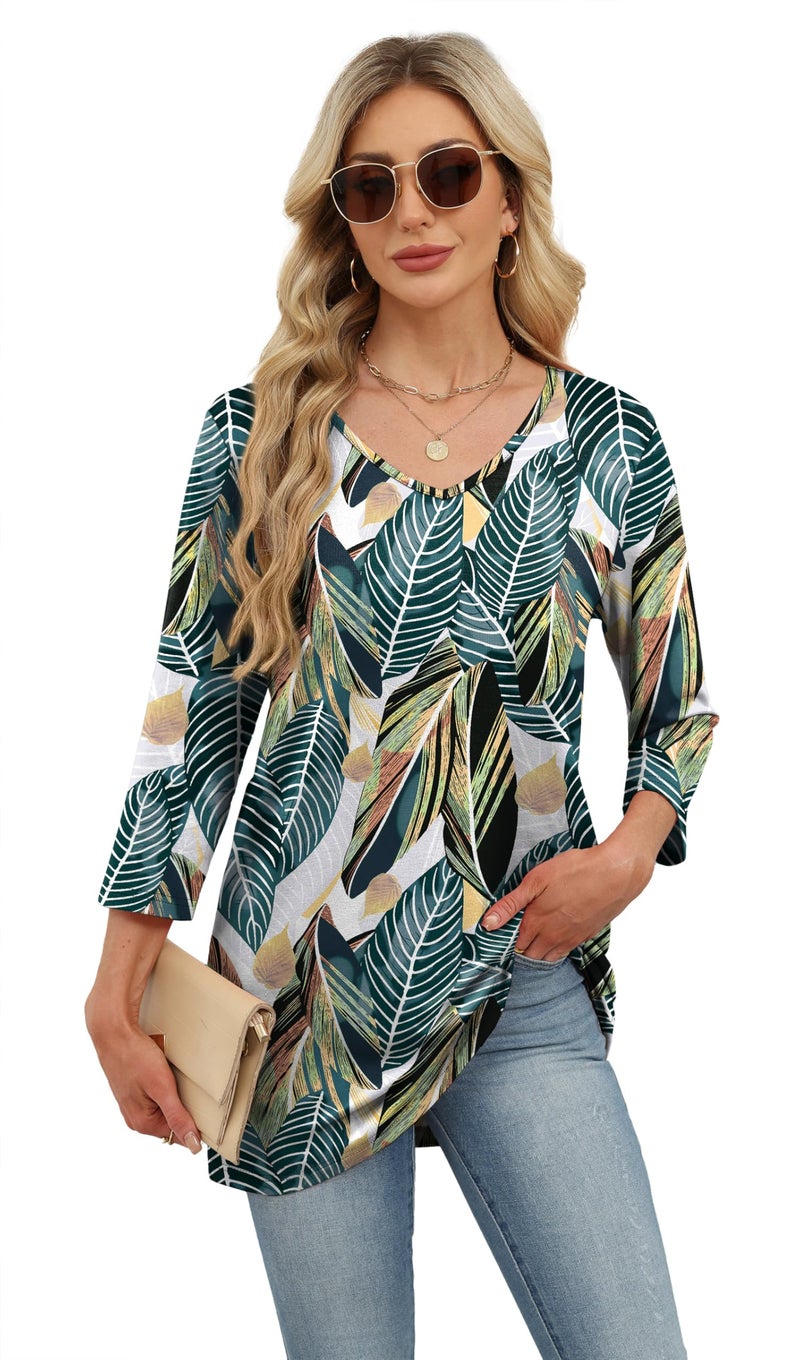 OFEEFAN Summer Outfits For Women Short Sleeve Tunic Blouse Women Tops Floral 16 2XL - Image 3