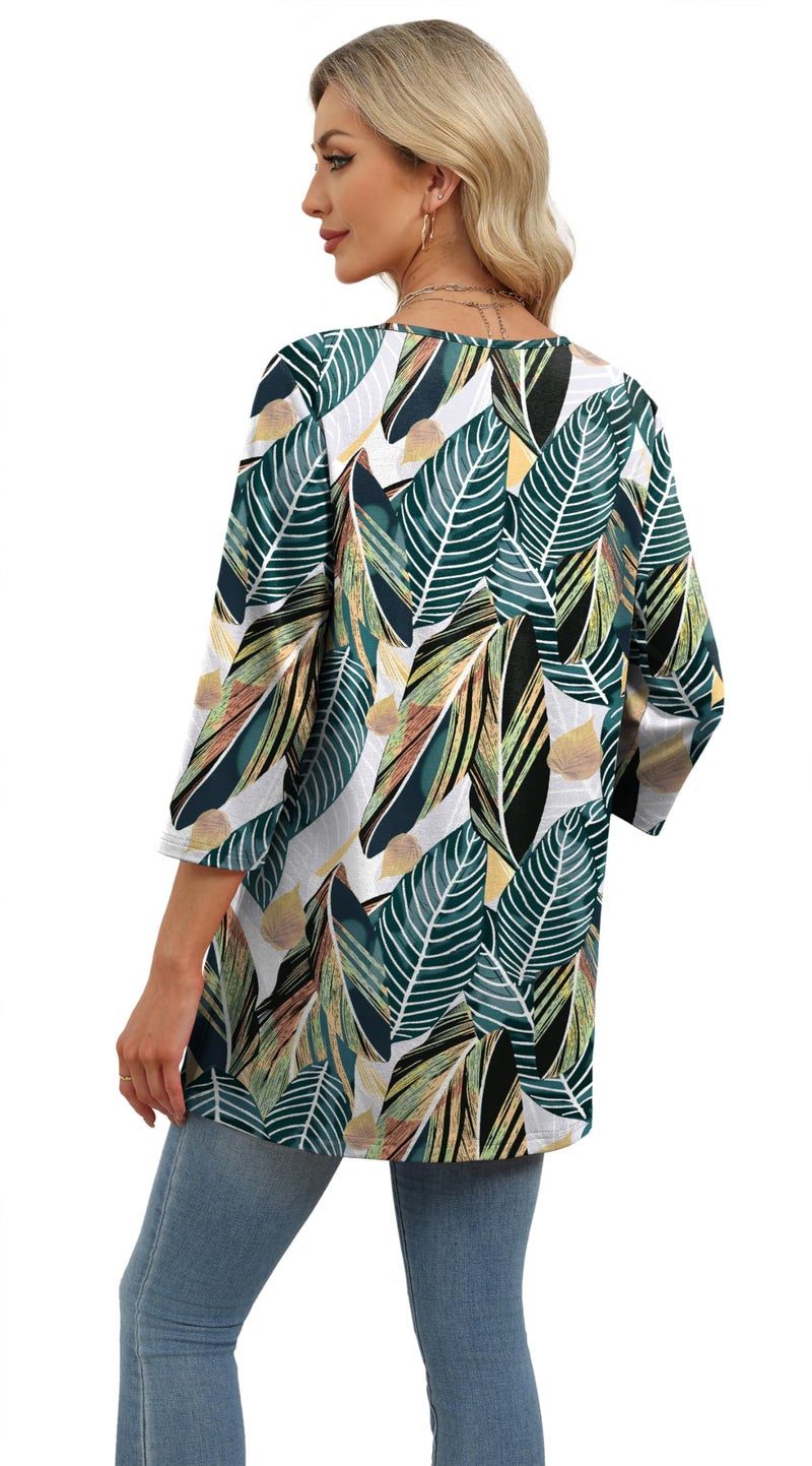 OFEEFAN Summer Outfits For Women Short Sleeve Tunic Blouse Women Tops Floral 16 2XL - Image 5