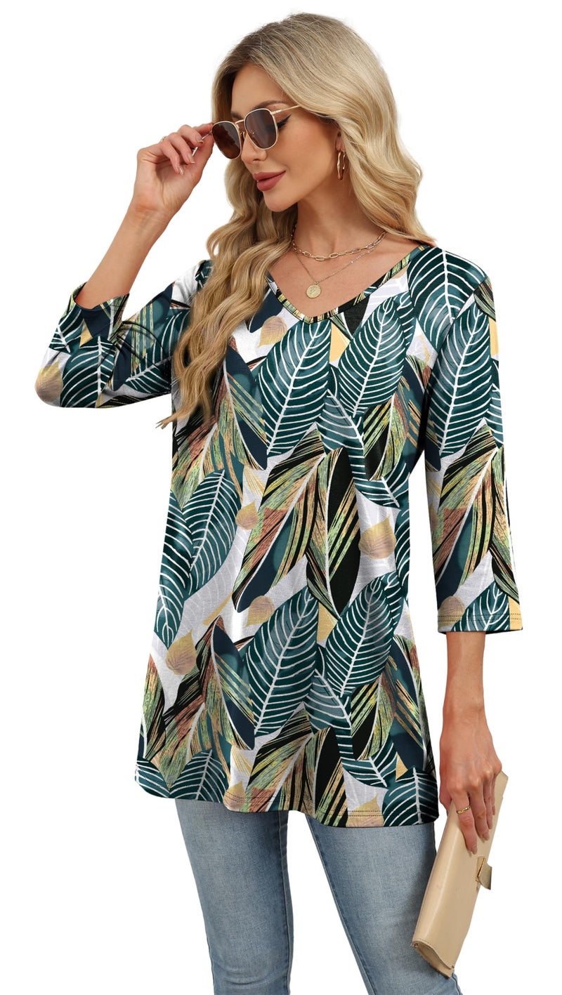 OFEEFAN Summer Outfits For Women Short Sleeve Tunic Blouse Women Tops Floral 16 2XL - Image 4