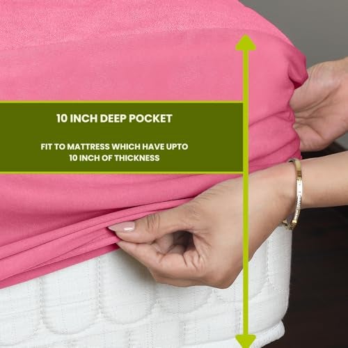 AVI Terry Cotton Ultra Soft Waterproof Bed Mattress Protector Double Size 72x72 inch | Breathable Washable Elastic Fitted Mattresses Cover for Double Size Bed (6x6 feet, Pink - Fit On 2-10 Inch) - Image 5