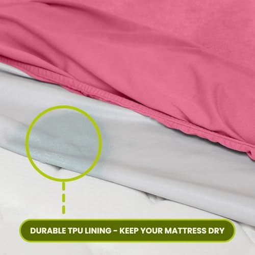 AVI Terry Cotton Ultra Soft Waterproof Bed Mattress Protector Double Size 72x72 inch | Breathable Washable Elastic Fitted Mattresses Cover for Double Size Bed (6x6 feet, Pink - Fit On 2-10 Inch) - Image 3