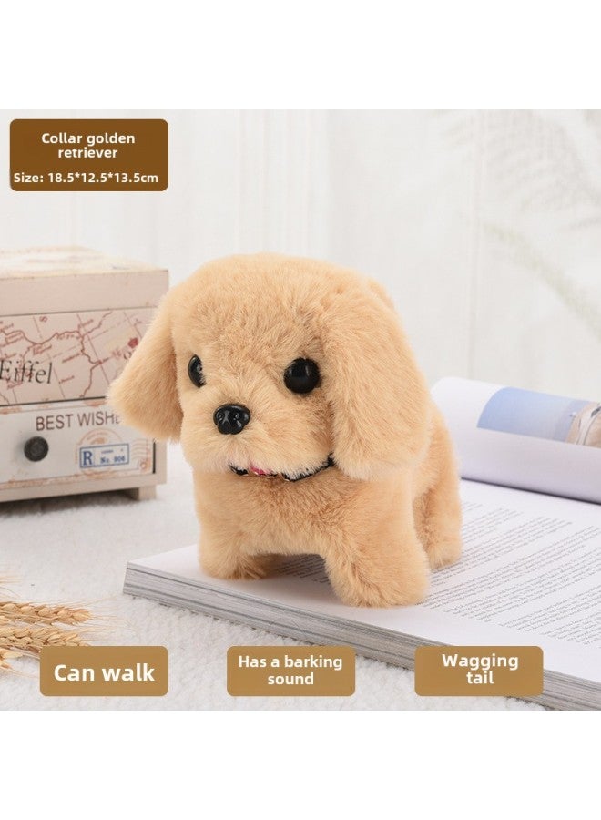 Toy Dog Children Plush Electric Toy Walking Dog Electric Dog Stall Electronic Puppy Pet-Color:Collar Labrador Retriever Apricot - Image 1